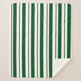 Cobertor Sherpa Bandas de Canas de Canas Verde e Branca