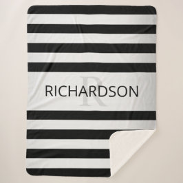 Cobertor Sherpa Bandas de Ombre Silver Faux Contemporâneas & Preta