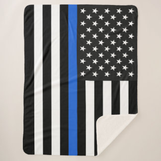 Cobertor Sherpa Bandeira americana fina de Blue Line