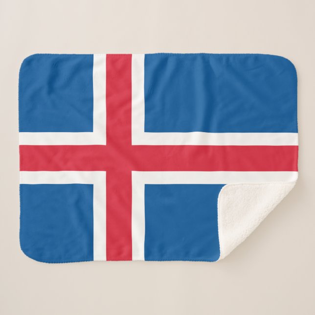 Cobertor Sherpa Bandeira da Islândia (Frente (Horizontal))