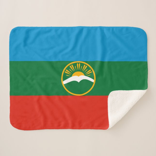 Cobertor Sherpa Bandeira da Karachay-Circássia (Frente (Horizontal))