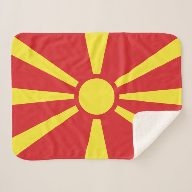 Cobertor Sherpa Bandeira da Macedônia do Norte (Frente (Horizontal))