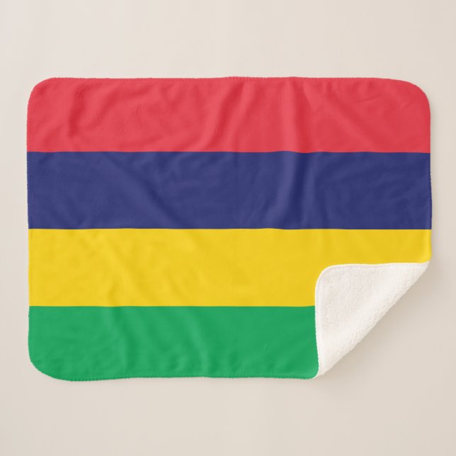 Cobertor Sherpa Bandeira da Maurícia (Frente (Horizontal))
