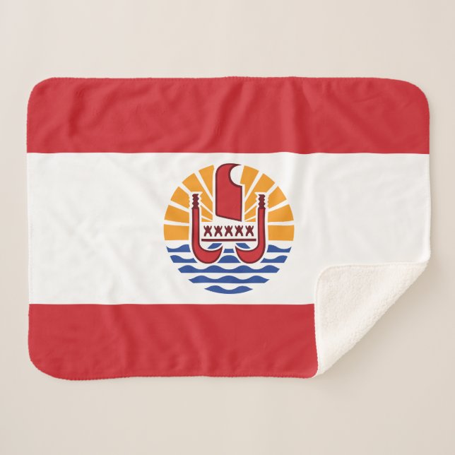 Cobertor Sherpa Bandeira da Polinésia Francesa (Frente (Horizontal))