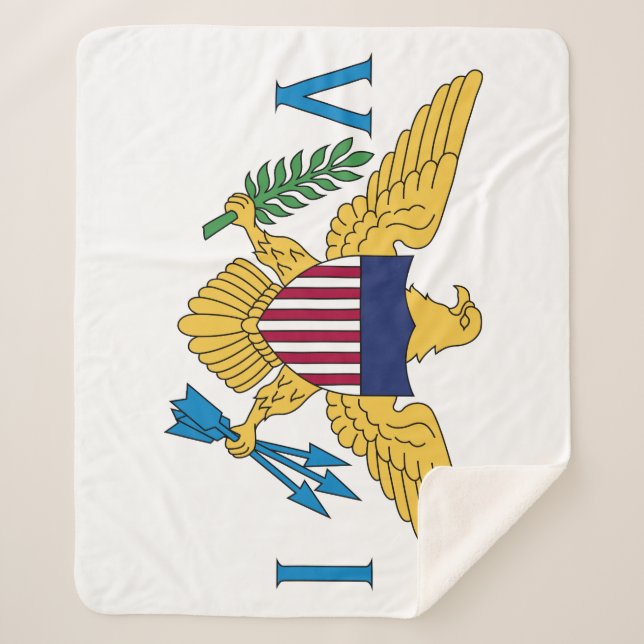 Cobertor Sherpa Bandeira das Ilhas Virgens dos Estados Unidos (Frente)