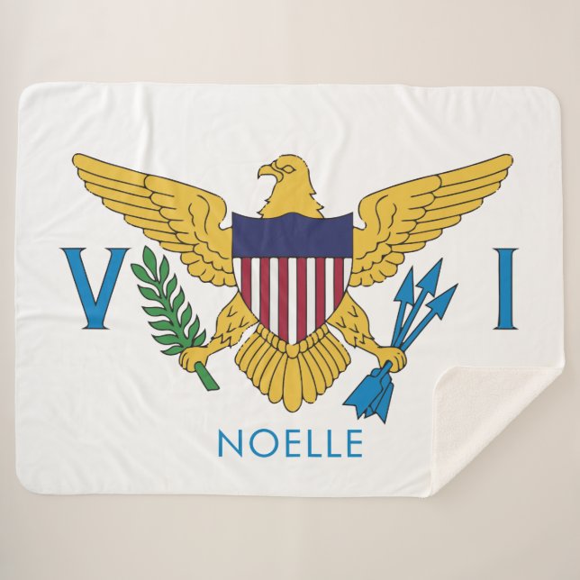 Cobertor Sherpa Bandeira das Ilhas Virgens dos EUA (Frente (Horizontal))