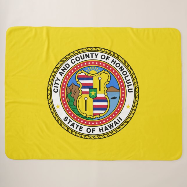Cobertor Sherpa Bandeira de Honolulu (Havaí) (Frente (Horizontal))
