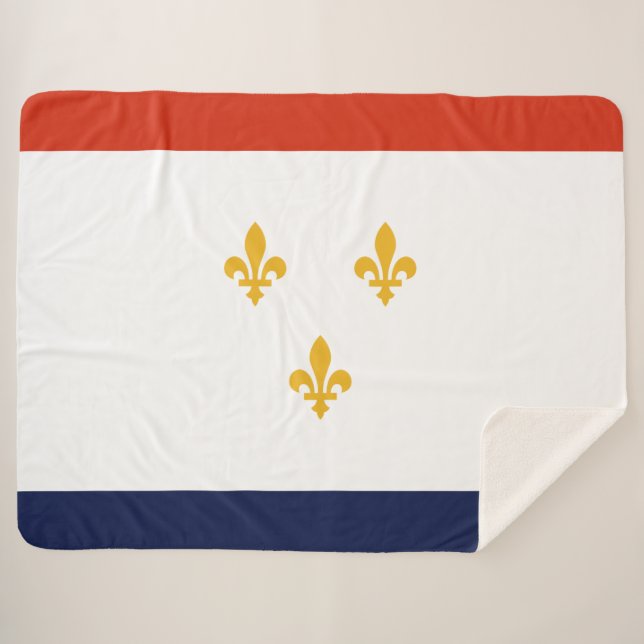 Cobertor Sherpa Bandeira de Nova Orleans (Louisiana, EUA) (Frente (Horizontal))