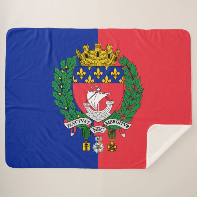 Cobertor Sherpa Bandeira de Paris (França) (Frente (Horizontal))