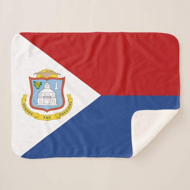 Cobertor Sherpa Bandeira de Sint Maarten (Frente (Horizontal))