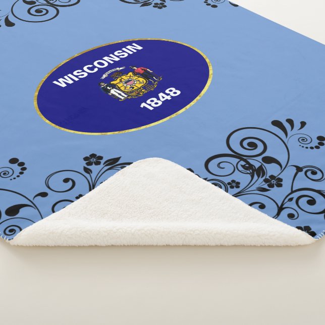 Cobertor Sherpa bandeira de Wisconsin (3/4)