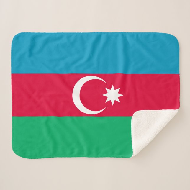 Cobertor Sherpa Bandeira do Azerbaijão Patriótico (Frente (Horizontal))
