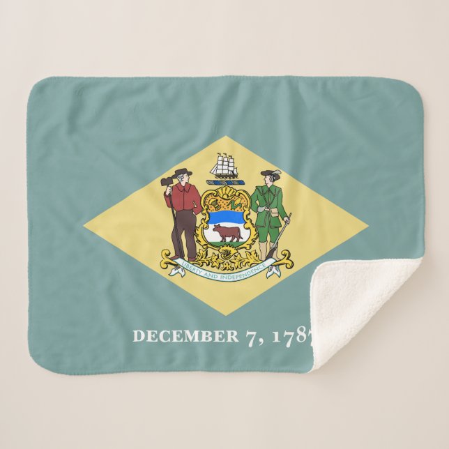 Cobertor Sherpa Bandeira do Estado de Delaware (Frente (Horizontal))