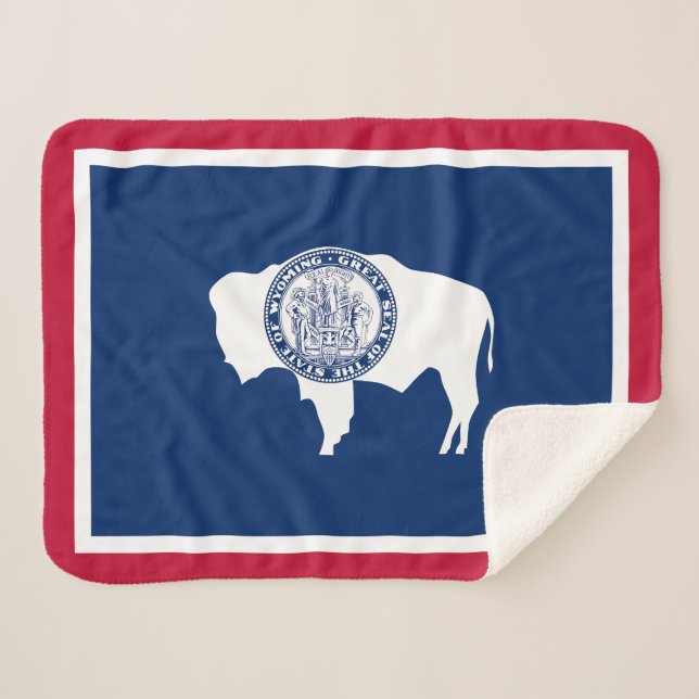 Cobertor Sherpa Bandeira do Estado de Wyoming (Frente (Horizontal))