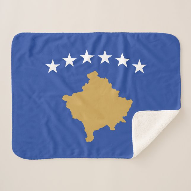 Cobertor Sherpa Bandeira do Kosovo (Frente (Horizontal))