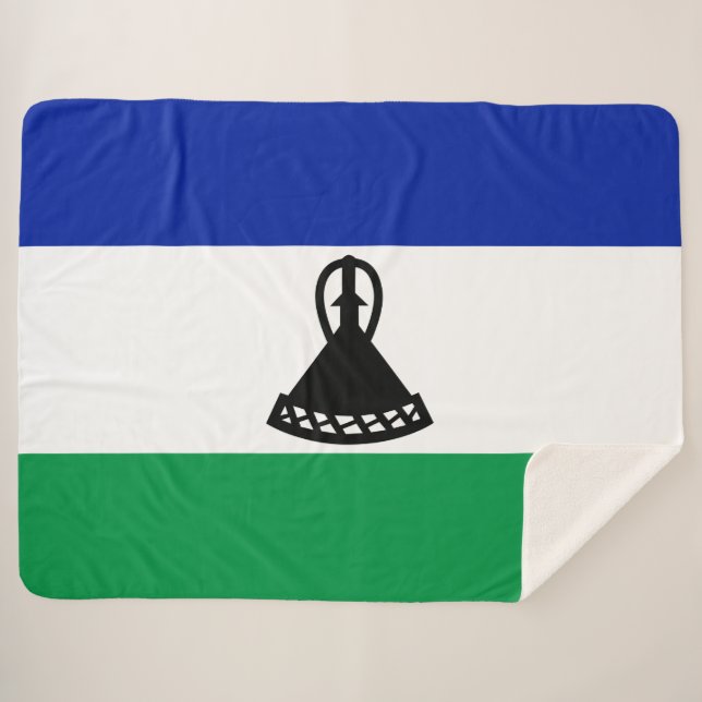 Cobertor Sherpa Bandeira do Lesoto (Frente (Horizontal))