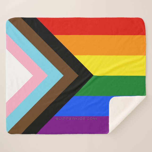 Cobertor Sherpa Bandeira do Orgulho Progressivo de SlipperyJoe sei (Frente (Horizontal))