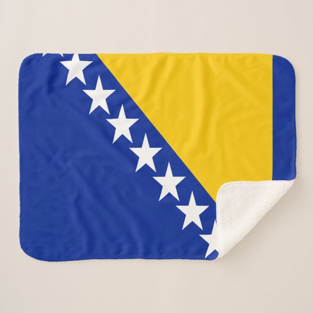 Cobertor Sherpa Bandeira Patriótica da Bósnia-Herzegovina (Frente (Horizontal))
