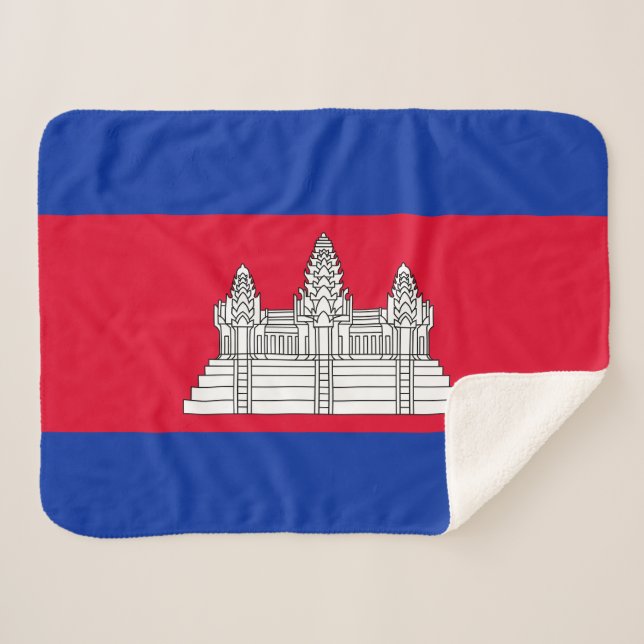 Cobertor Sherpa Bandeira Patriótica do Camboja (Frente (Horizontal))