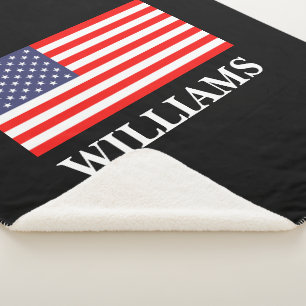 Cobertor Sherpa Bandeira Patriótica dos EUA personalizada Sherpa 