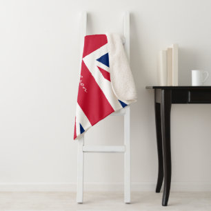 Cobertor Sherpa Bandeira Personalizada Union Jack Vermelha Branca
