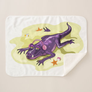 Cobertor Sherpa Banho-Do-Sol Do Anteossauro Com Fones de ouvido.