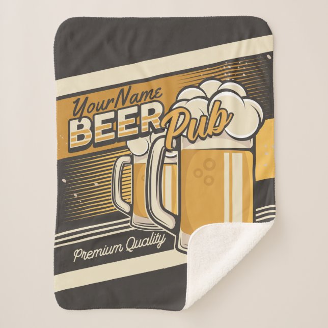Cobertor Sherpa Bar de Pub de Cerveja Fria Personalizada Premium (Frente)
