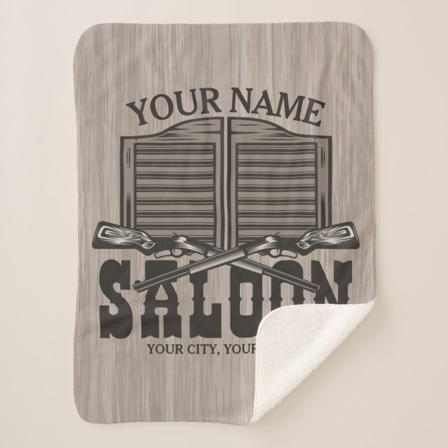 Cobertor Sherpa Bar de Velho Salão de Armas Personalizadas do West (Frente)