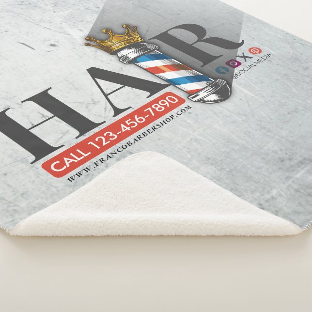 Cobertor Sherpa Barber Hair Shop King Crown Barber Pole Hair Salon (3/4)