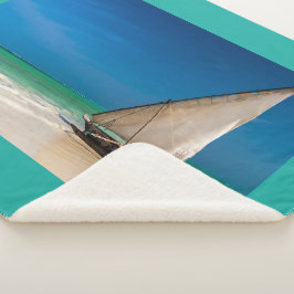 Cobertor Sherpa Barcos de pesca tradicionais na praia