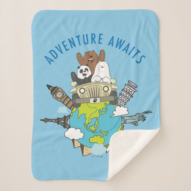 Cobertor Sherpa Bare Bears - Aventura Aguarda (Frente)