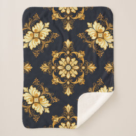 Cobertor Sherpa "Barockes Ornament-Muster in Gold und Schwarz" Dec