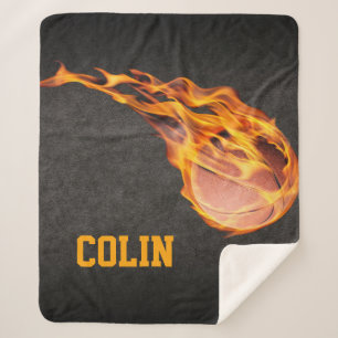 Cobertor Sherpa Basquete de Fiery Personalizado
