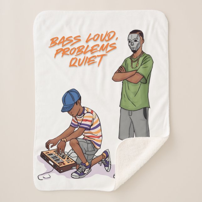 Cobertor Sherpa Bass Loud, Problems Quiet Music Art Blanket (Frente)