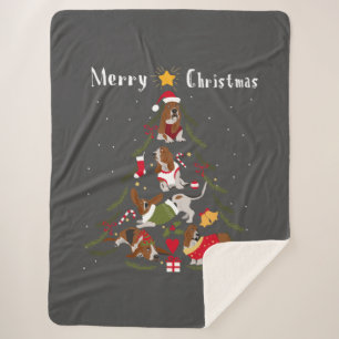 Cobertor Sherpa Basset Hound Christmas Tree Xmas Dog Lover