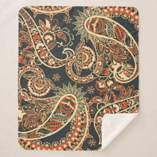 Cobertor Sherpa Batik Paisley: Padrão De Vintage Sem Olho.