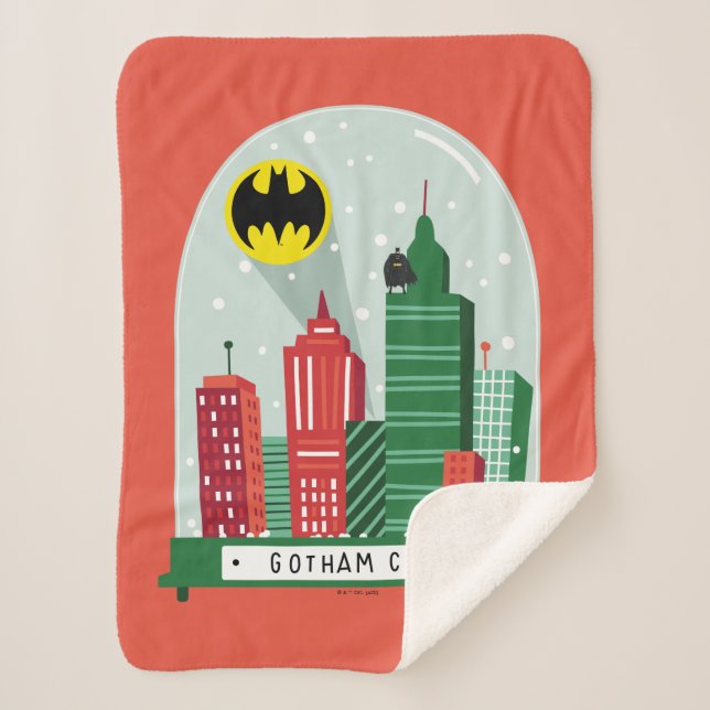Cobertor Sherpa Batman Gotham City™ Snow Globe Graphic (Frente)