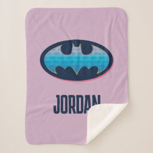 Cobertor Sherpa Batman   Símbolo rosa e azul