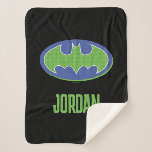 Cobertor Sherpa Batman   Símbolo roxo e verde