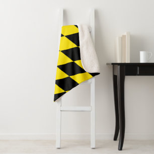 Cobertor Sherpa Baviera Preto e Amarelo Padrão de Bandeira de Diam