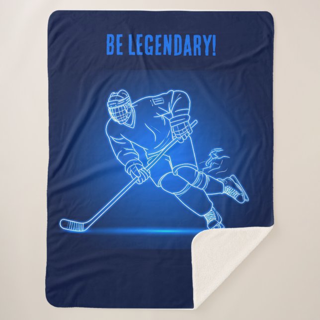 Cobertor Sherpa "Be Legendary" Hockey Player Sherpa Blanket (Frente)
