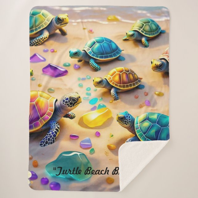 Cobertor Sherpa "Beachside Turtle Buddies" (Frente)