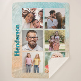 Cobertor Sherpa Beachy Vibes Custom Photo and Family Name
