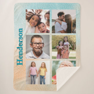 Cobertor Sherpa Beachy Vibes Custom Photo and Family Name