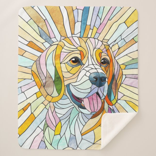 Cobertor Sherpa Beagle dog - Colorful Mosaic art (Frente)