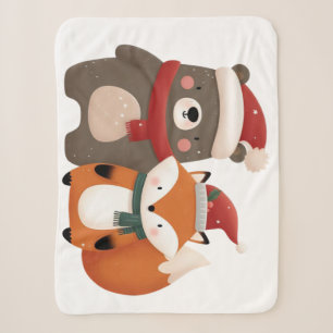 Cobertor Sherpa Bear e Raposa Cubra de Natal/Inverno