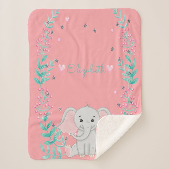 Cobertor Sherpa Bebê Elefante Fofo (Frente)