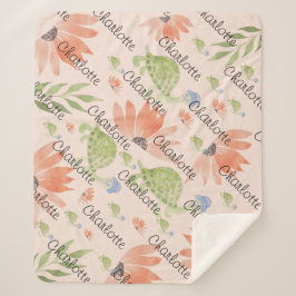 Cobertor Sherpa Bebê-Tartaruga-Cobra-d'água pintada à mão