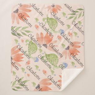 Cobertor Sherpa Bebê-Tartaruga-Cobra-d'água pintada à mão