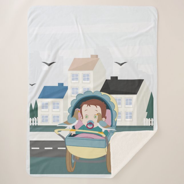 Cobertor Sherpa Bebês e pombos (Frente)